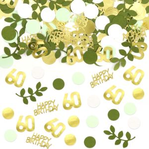 200 Pcs Confettis D&iquest;&iquest;coration Anniversaire 60 Ans,Deco Anniversaire 60 Ans,Sauge Vert Eucalyptus Confettis Decoration,Confettis pour Decoration de Table,pour D&iquest;&iquest;co Anniversaire 60 Ans Femmes Homme - Neuf