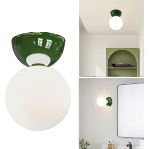 Subzonal-Plafonnier En Verre Ou Applique Murale Moderne Style Nordique, M&eacute;tal & Globe En Verre, G9 Petite Lampe De Plafond Pour Chambre Salle De Bain Couloir (Vert) - Neuf
