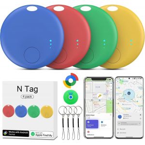 VornixorSarlshop-Air Tracker Android,4 Pack Smart Tracker Tags Fonctionne avec app Google et Apple Find My Localiser,Localisateur D&iquest;Objets Bluetooth,Batterie Longue Dur&eacute;e,Air Tracker Android (Multico - Neuf