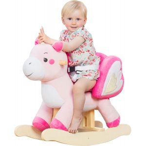 Ulteronixshop-Cheval &agrave; Bascule Enfant (1 3 Ans), Animal en Peluche Nouvellement Lib&eacute;r&eacute;, Bascule Bois, Jouet &agrave; Bascule Bebe, Jeux Bascule pour Petits Enfants B&eacute;b&eacute; Gar&ccedil;ons et Filles - Mignon Licorne Ro - Neuf