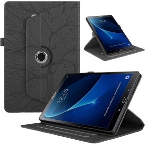 Coque Pour Samsung Galaxy Tab A 9.7"" (Sm-T550/Sm-T555) Tablette Étuis Pu Cuir 360°Rotatif Multi-Angle Stand Flip Protection Housse Pour Samsung Galaxy Tab A 9.7"" T550 Coque,Noir Arbres - Neuf