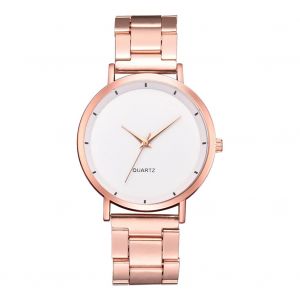 Montre-Bracelet A Quartz Decontractee A Cadran Rond Et Bracelet En Acier Pour Femme, Style Simple Et Tendance, Blanche - Neuf