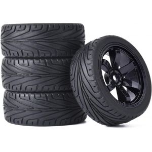 KAL-4Pcs 65Mm Rc Pneus De Voiture Sur Route,Pneus Rc En Caoutchouc Roues En Plastique Pour 1/10 Rc On Road Run-Flating Racing Touring Car Pour Hsp Hpi Kyosho Tamiya (Noir) - Neuf