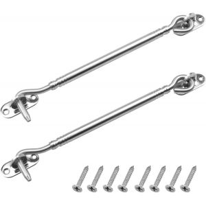 ChenQuanSarl-2 Pièce Crochets De Cabine En Acier Inoxydable ¿ Crochets De Tempête Crochets Avec 8 Pièces De Vis De Montage Pour Porte De Grange, Salle De Bain, Fenêtre, Porte Coulissante.(20Cm) - Neuf