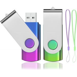 Clé Usb 2 Go Lot De 2 Dégradé De Couleurs Cle Usb 2.0 Rotative En Métal Coloré (Vert/Violet)[CLE8110771] - Neuf