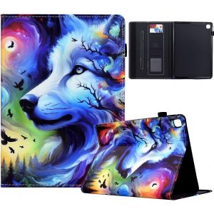 TIANYI-Coque pour Samsung Galaxy Tab S6 Lite 10.4"" Etui Tablette 2024/2022/2020 P610 P620 Housse PU Cuir Flip Support Portefeuille Protection Tablette pour Samsung Tab S6 Lite Coque,Le Loup étoilé - Neuf