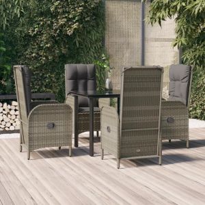 Prolenta Premium - Ensemble &Agrave; Manger De Jardin Coussins 5 Pcs Noir Et Gris - Neuf