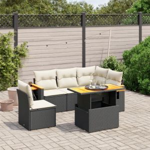 Prolenta Premium - Salon De Jardin 6 Pcs Avec Coussins Noir R&eacute;sine Tress&eacute;e - Neuf
