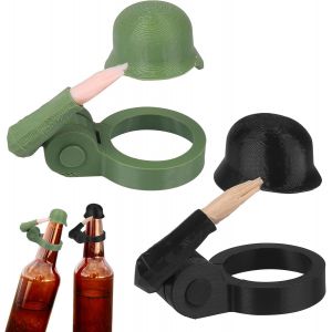 Checarzhn--No1-Lot De 2 Bouchons De Bouteille De Bière Avec Salutations Soldats - Capuchons Décoratifs Réutilisables - Capuchons Anti-Poussière Pour Vétérans - Neuf
