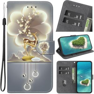 Kal-Étui Pour Samsung Galaxy A34 5g,Coque Housse En Cuir À Clapet Motifs Peinture Animaux Ou Fleurs Ou Papillons Antichoc Bourse Poche Pour Samsung Galaxy A34 5g,Coloré -4 - Neuf