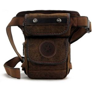 ERYI-Sac De Taille En Sacoche De Jambe Moto Toile Tombante Pour Hommes Randonnée Tactique Voyage Escalade En Plein Air Moto Cycliste Cycliste Pochette Fanny, Café - Neuf
