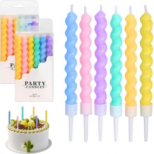 ChenQuanSarl-Lot De 12 Bougies D'Anniversaire Torsadées, Bougies De Fête Avec Supports Pour Gâteau En Spirale - Bougies De Gâteau Longues Et Fines - Bougies De Gâteau Pour Anniversaire, Fête De Maria - Neuf
