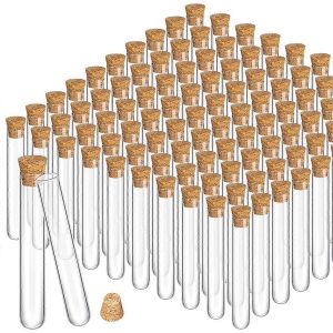 100pcs Tubes À Essai En Verre Avec Bouchons Transparents En Liège (15x100mm / 13ml) - Neuf