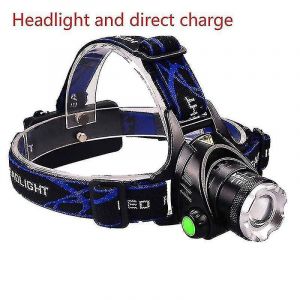 Lampe Frontale Portable Rechargeable T6, Lampe Frontale Tactique, Zoomable, Étanche, Pour Camping, Randonnée, Pêche De Nuit-Noir - Neuf