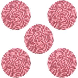 Kalanka-Sous-Verres Pour Plats Chauds De 20 Cm, Lot De 5 Tapis De Sous-Verre Résistants À La Chaleur Pour Casseroles Et Poêles, Dessous De Plat Pour Table De Cuisine, Rouge Et Blanc - Neuf