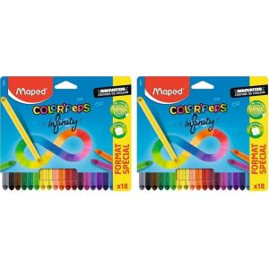 Crayons De Couleur Color'peps Infinity 100% Mine, 100% Utilisable Z&eacute;ro D&eacute;chet Sans Taillage Dure Tr&egrave;s Longtemps Forme Triangulaire Ergonomique Pochette De 24 Crayons - Neuf