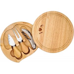 Jexnovashop-Planche &Agrave; D&eacute;couper Des Fromages En Bambou Avec Kit 3 Outils | Planche &Agrave; Charcuterie Avec Fourchette, Couteau Et Tire-Bouchon | Set D'app&eacute;ritifs Pour Amateurs De Fromage - Neuf