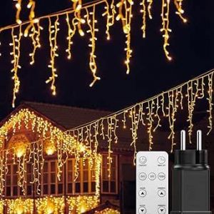 JGD-Guirlande Lumineuse Exterieure No&euml;l 10 m 400 LED, 8 Modes Rideau lumineux d'ext&eacute;rieur Blanc Chaud, pour Maison Mariage Patio No&euml;l Soir&eacute;e F&ecirc;te [Classe &eacute;nerg&eacute;tique E] - Neuf