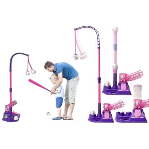 Ensemble de tee-ball pour enfants avec lanceur automatique, tee de frappe r&eacute;glable, balles de baseball et accessoires - Neuf
