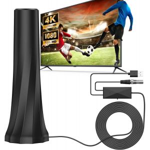 MEVRONISSHOP-Antenne DVB-T2/DVB-T pour t&eacute;l&eacute;viseur avec amplificateur, antenne TV avec base magn&eacute;tique hautement renforc&eacute;e, r&eacute;ception &agrave; 360&deg;, prend en charge les cha&icirc;nes HD 4K/1080P et tous les t&eacute;l&eacute;vi - Neuf