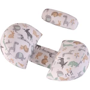 Trahoo-Oreiller De Grossesse - Oreiller De Grossesse Pour Soutien Du Dos, Des Hanches, Des Jambes, Oreiller De Maternité Doux Pour Femme Enceinte - Double Cale Amovible Et Réglable Avec Housse (Anima - Neuf
