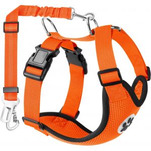 Multifunctional Adjustable Breathable Vest Harness And Leash Set With Safety Belt For Car Road Travel Walking - Neuf