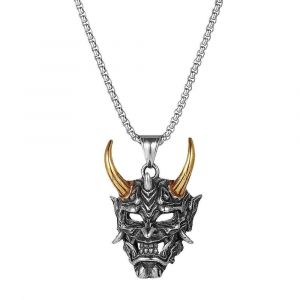 Guerrier Fant&ocirc;me Japonais Prajna Rakshasa Corne Cr&acirc;ne Pendentif Collier Pour Hommes Gar&ccedil;ons,Acier Inoxydable Cool - Neuf