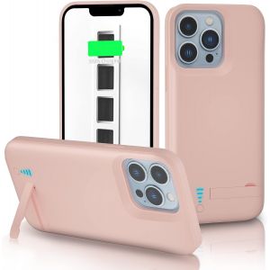 KALANKA-Coque Batterie pour iPhone 13 Pro Max/12 Pro Max, [6800mAh] Chargeur Rechargeable avec Support, &Eacute;tui Housse Batterie de Coques d'alimentation pour Apple 13 Pro Max - Neuf