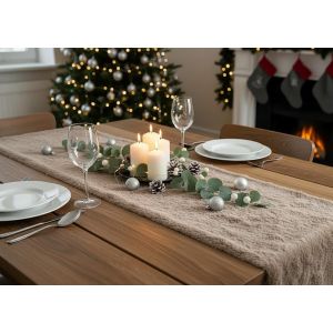 Ulteronixshop-Chemin de table - 28 x 200 cm - Aspect peau d'agneau - Moelleux - Pour l'hiver et No&euml;l - Pour table &agrave; manger, buffet, table basse - Doux - Pour d&eacute;coration individuelle - 28 x 200 cm - T - Neuf