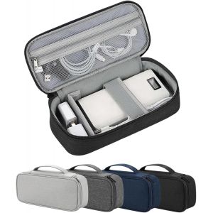 Poche &Eacute;lectronique De Stockage De C&acirc;bles, Valise D'Organisateur De Sacs Avec Compartiments, Accessoire De Voyage Imperm&eacute;able Pour Chargeur, Adaptateur, C&acirc;bles, Couche Unique - L Noir - Neuf