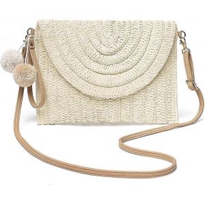 Sac à bandoulière en paille,Pochette en paille Sac à bandoulière pour femmes Sac à bandoulière Handmade Summer - Neuf