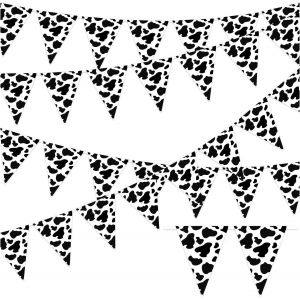 Bannière De Fanions À Imprimé Vache De 15 M,Fournitures De Fête D'anniversaire S Pour Fête Sur Le Thème De La Ferme,Bannière De Fanions De Vache Au Design Unique - Neuf