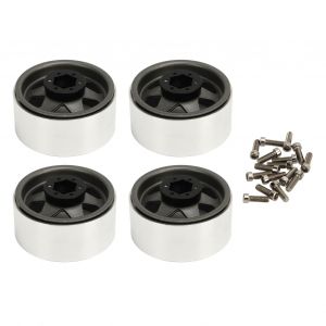 4 pièces Beadlock jante de roue décalée-8.9mm jantes de roue de moyeu à plat profond en métal pour Axial SCX10 90046 1.9 pouces gris - Neuf