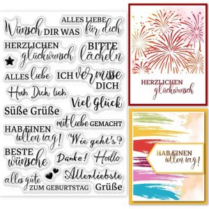 Tampons Transparents En Silicone Avec Dictons Allemands Et Papillons Pour Scrapbooking Mots Émotionnels Allemands Tampons Transparents Pour La Fabrication De Cartes Journal Album Photo - Neuf