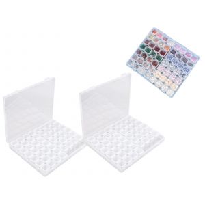 Lot De 2 Mini Bo&icirc;tes De Rangement Transparentes &Agrave; 56 Compartiments Pour Bijoux Et Pilules - Neuf