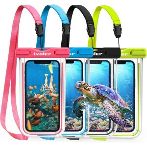 KALANKA-[Pack de 4 Pochette &Eacute;tanche T&eacute;l&eacute;phone Etui/Housse/Coque &Eacute;tanche Smartphones Universel Sac Protection pour Smartphone, t&eacute;l&eacute;phones, Jusqu'&agrave; 6,8'' (Nior+Bleu+Vert+Rose) - Neuf