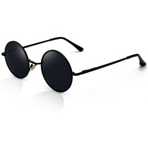 Lunettes De Soleil Polarisées Ronde Homme Femme Classique Hippie Tendance Cadre Métallique Protection Uv400 - Neuf