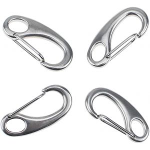 Lot De 4 Mousquetons D'escalade En Acier Inoxydable De 50 Mm, Avec Boucle À Ressort Argentée, Pour Le Camping, La Randonnée Ou La Navigation - Neuf