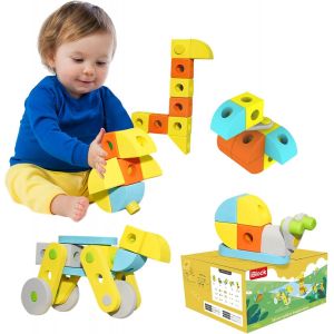 lbgwp60-Jeux De Construction Bebe, Grands Blocs De Construction Pour Enfants 2 3 4 5 6 Ans, 49 Briques Géantes En Mousse Eva, Souples Et Légères, Jouets Montessori, Cadeau Pour Garçon Fille - Neuf
