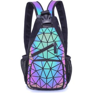Sac &agrave; Bandouli&egrave;re G&eacute;om&eacute;trique et Sac &agrave; Dos Holographique Lumineux pour Femme-R&eacute;fl&eacute;chissant pour Festival - Neuf