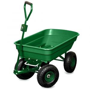 Chariot de jardin 4 roues vert 52L capacit&eacute; 120kg - Neuf