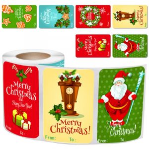 No&euml;l autocollant rouleau, 250 pi&egrave;ces square cadeau autocollants de vacances d'hiver autocollants, enveloppe sac de sceaux, l'emballage, les cadeaux de No&euml;l autocollants - Neuf