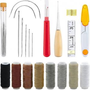 Kit De Réparation De Tissus D'ameublement Paquet De 29,Kit D'outils D'artisanat En Cuir,Aiguilles À Coudre À La Main En Cuir,Fil Et Aiguilles En Toile,Ruban À Mesurer,Aiguilles À Surpiqûres À Grands ? - Neuf