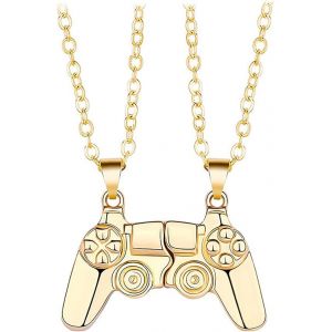 Contrôleur De Jeu Du Collier (Or), Magnétique En Alliage De Couple Collier, Deux Pack Noir Argent Split Collier Magnétique, D'amitié Collier, Collier D'amour, Couple, Collier, Cadeau Idéal - Neuf