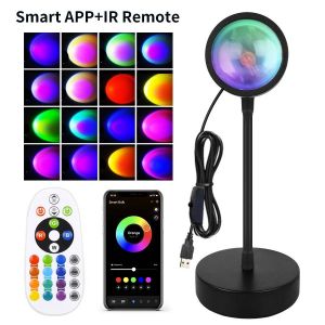Lampe De Coucher De Soleil Intelligente Tuya Led Veilleuse Usb Rgb Smart Life App Projection À Distance Pour La Décoration De La Pièce Photographie Festival Naissance-Usb Plug-16 App Ir Remote - Neuf