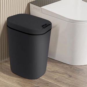 Poubelle Automatique Avec Capteur De 10L, Poubelle De Cuisine &Agrave; Capteur De Mouvement En Plastique, Poubelle &Eacute;lectrique Sans Contact, Couvercle &Agrave; Fermeture Douce Pour Cuisine Salle De Bains Bureau - Neuf