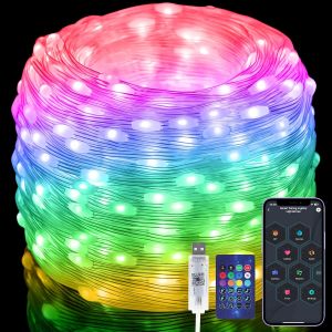 JGD-20M Intelligent RGB Guirlande Lumieuse avec T&eacute;l&eacute;commandes [&Eacute;tanch&eacute;it&eacute;], USB Guirlande Lumineuse Multicolore, pour D&eacute;coration Int&eacute;rieure/Ext&eacute;rieure, No&euml;l, Halloween, Mariage, F&ecirc;tes - Neuf