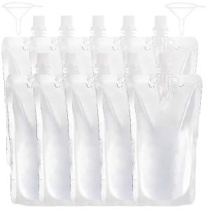 Sac De Boisson R&eacute;utilisable Et L&eacute;ger Pour Le Sport,Les Voyages Et Les &Eacute;v&eacute;nements - 10pcs 250ml Sacs Pe Blancs Avec Entonnoir - Neuf
