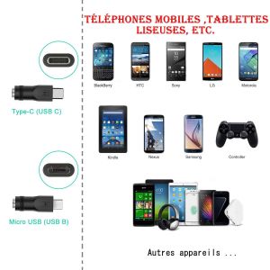 Senior-C&acirc;ble Universel 5V Usb Vers Dc 5.5Mm * 2.1Mm Avec 8 Jack Connecteurs (5.5Mm * 2.5Mm 4Mm * 1.7Mm 4.8Mm * 1.7Mm 3.5 * 1.35Mm 2.5Mm * 0.7Mm Micro Usb, Type-C, Connecteur Led) Pour Scanne[L427] - Neuf