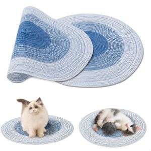 Kalanka-Tapis Sisal Et Griffoir Chat, Tapis Griffoir Chat Et Grattoir Chat En Sisal Naturel, Prot&egrave;ge Meubles Pour Canap&eacute; Et Mur, 36x36cm, Bleu - Neuf